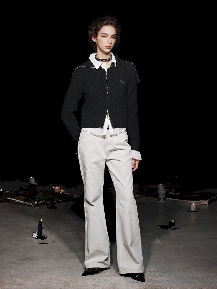 Large Lapel Multi-Style Zipper Knit Jacket【s0000005472】