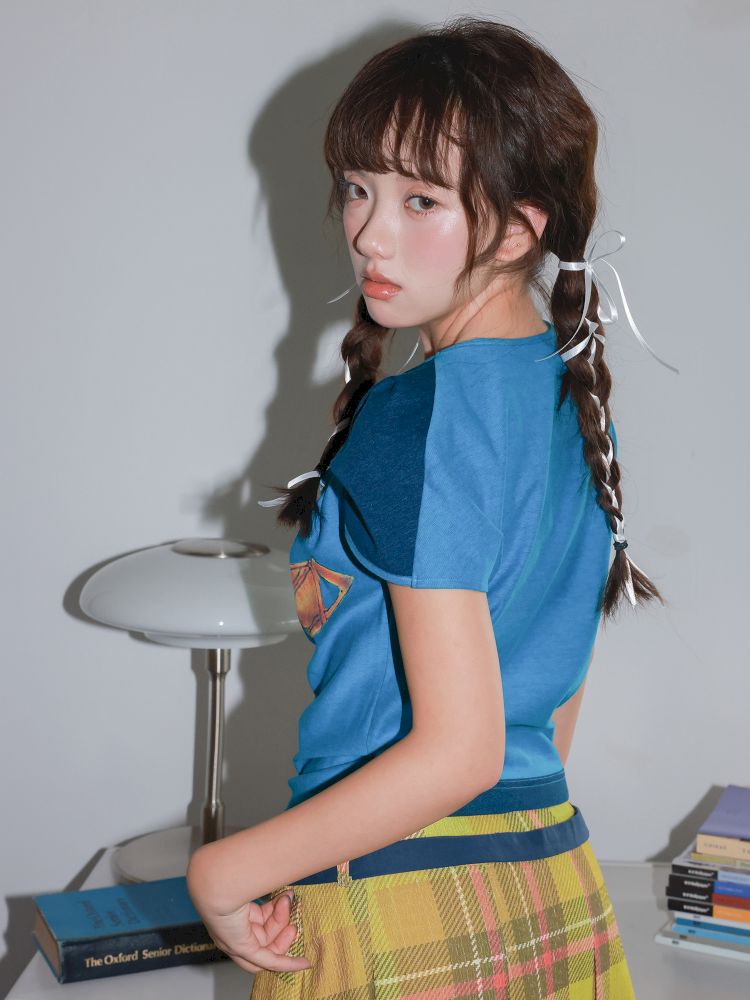 Blue Mouse Knot Design T-Shirt【s0000013923】