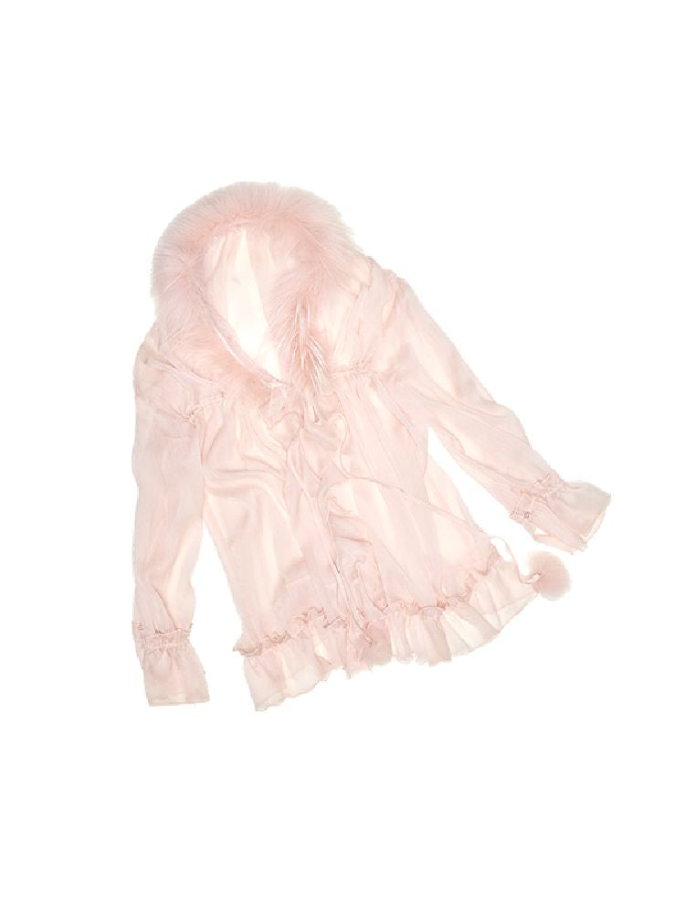 Chiffon Spell Wool Striped Shirt【s0000011573】