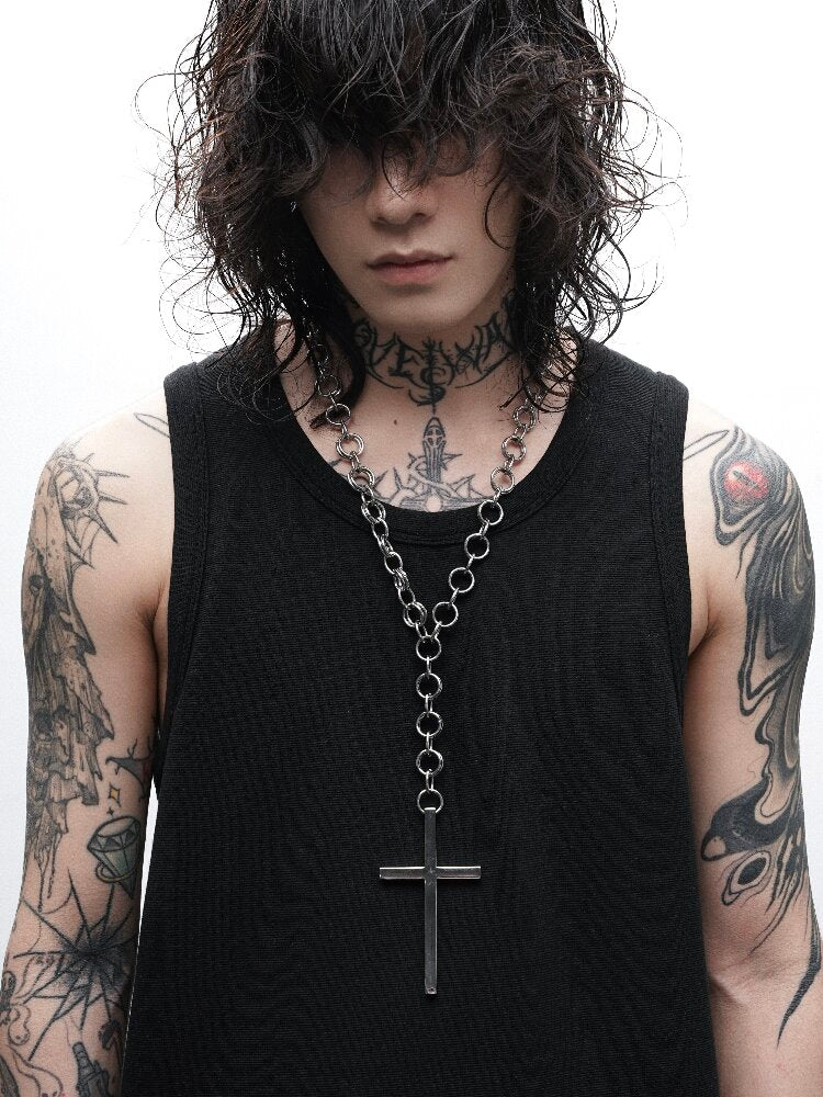 Silver Contract Heavy Cross Necklace【s0000018987】