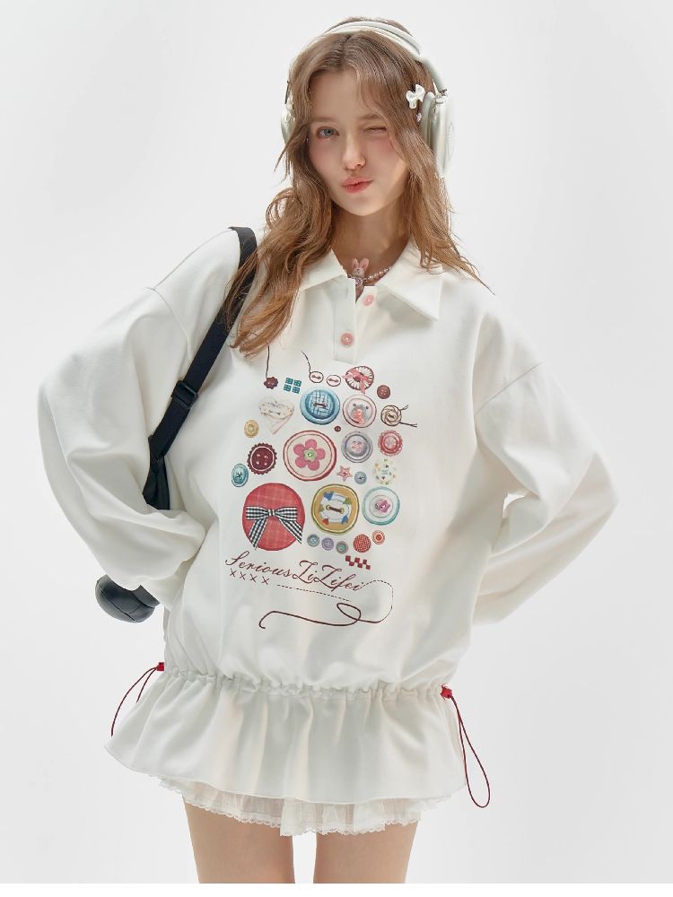 Polo Neck Waisted Sweatshirt Dress【s0000011516】