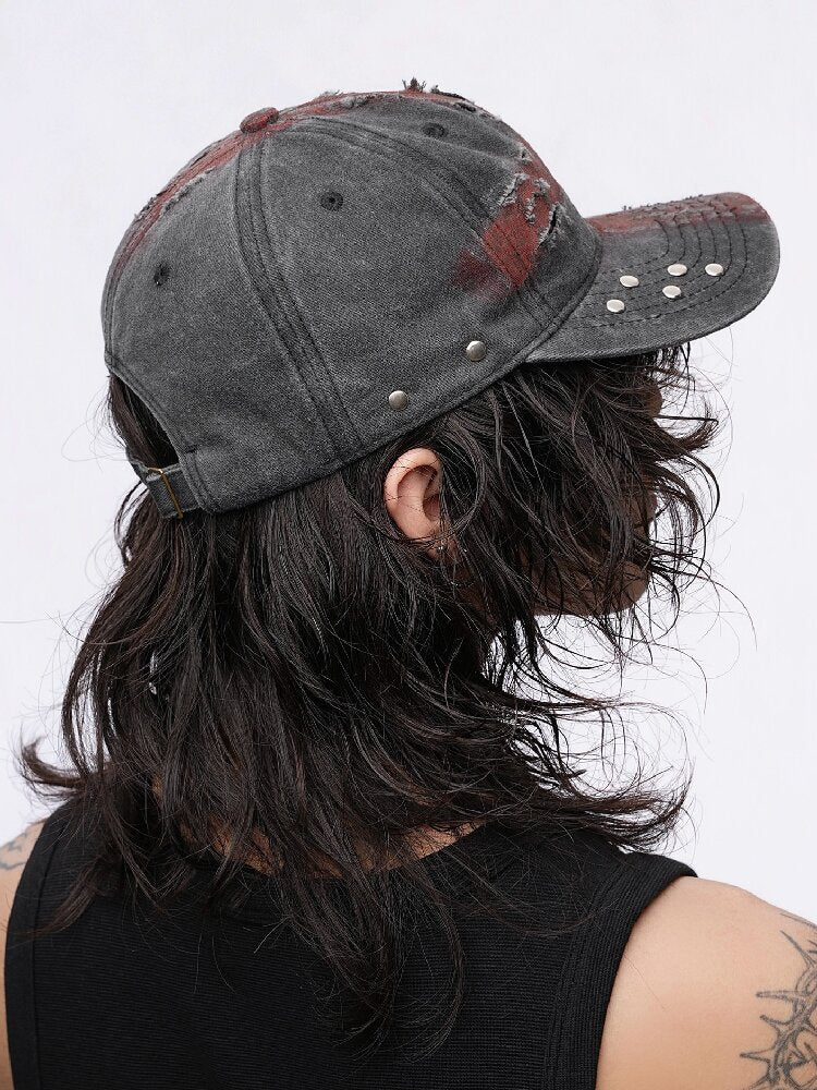 Distressed Hole Rivet Baseball Cap【s0000018989】