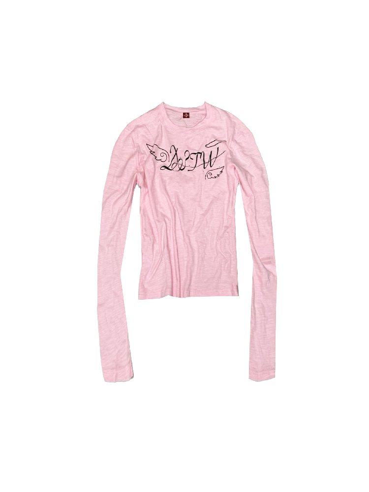 Angel Slogan Cotton Long-Sleeve T【s0000018356】