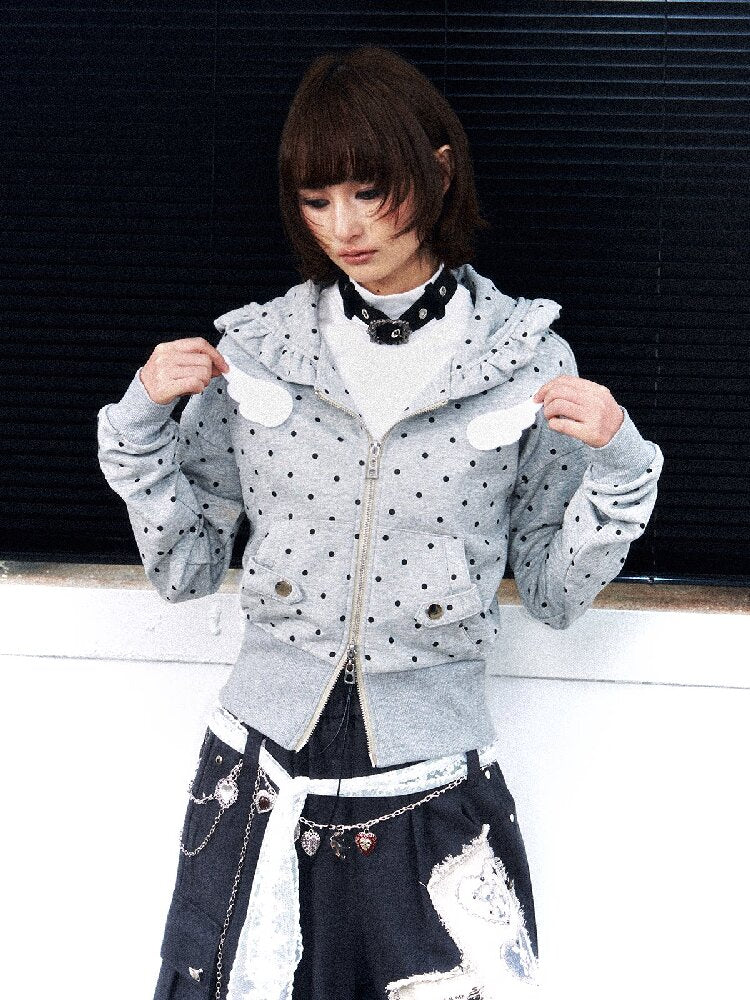 Light Asian Polka Dot Hooded Sweatshirt【s0000015972】