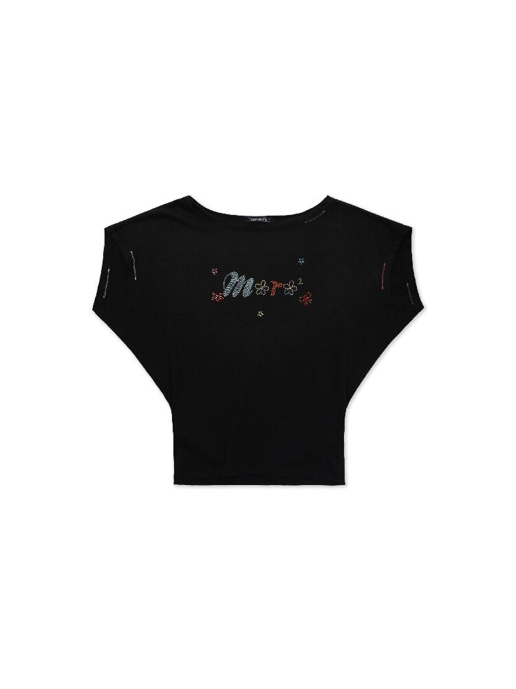 Colorful Floral Rhinestone T Shirt【s0000017428】