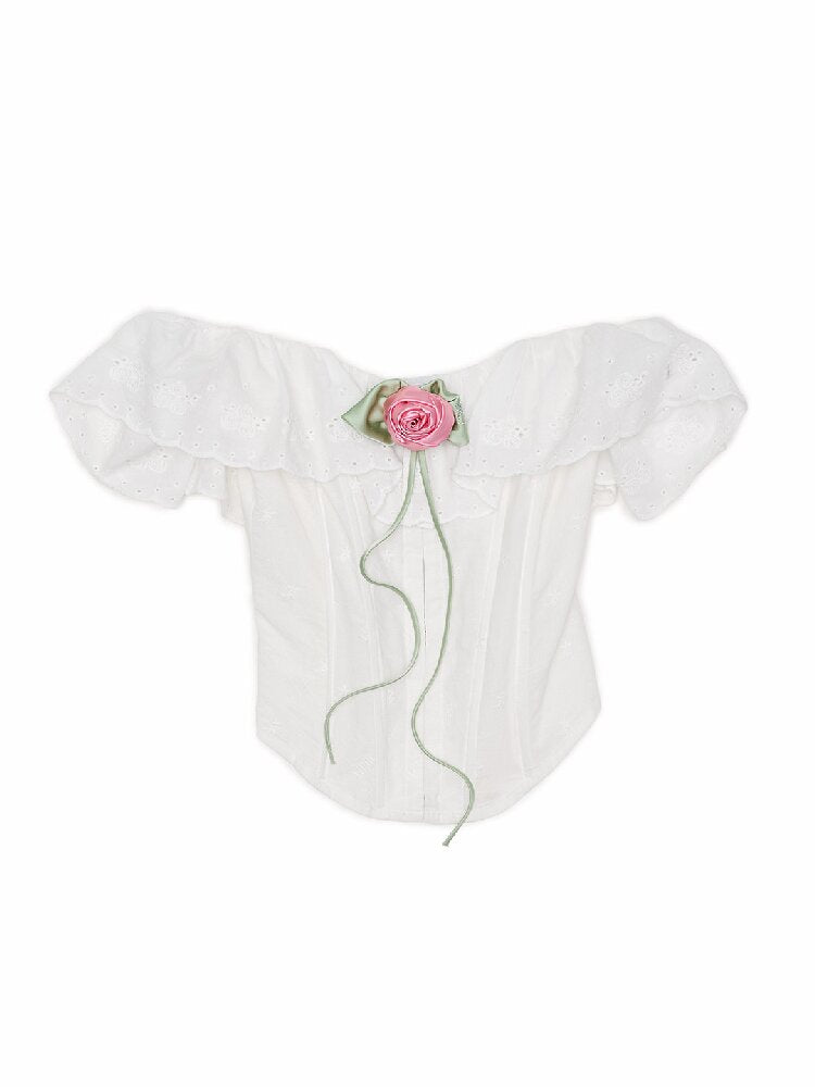 Fishbone Jacquard Rose Corset Top【s0000016907】