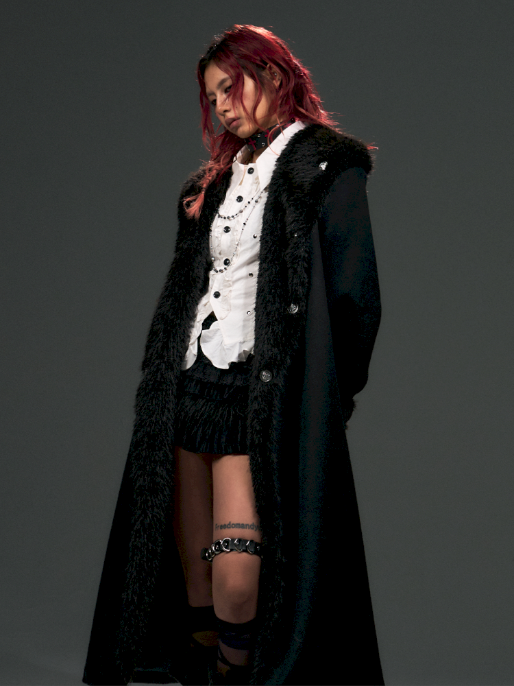 Lace Up Silhouette Tweed Coat【s0000015022】