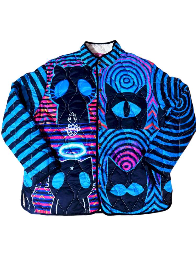 Striped Blue Cotton Jacket Coat【s0000015055】