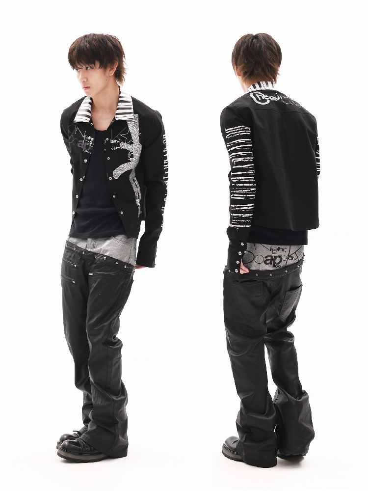Dark Silver Curved Blade Waxed Jeans【s0000018348】