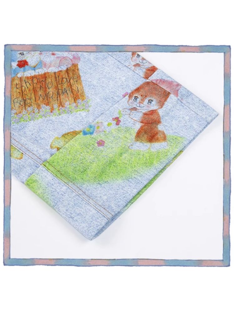 Childish animal print denim loose straight pants【s0000009780】