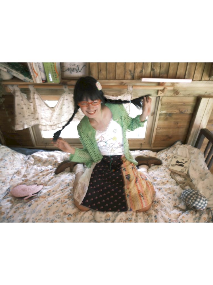 Colorful printed lace trim tank top【s0000012772】