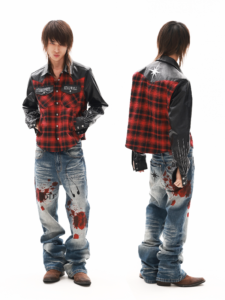 Lightning Pattern Rhinestone Jeans【s0000018314】