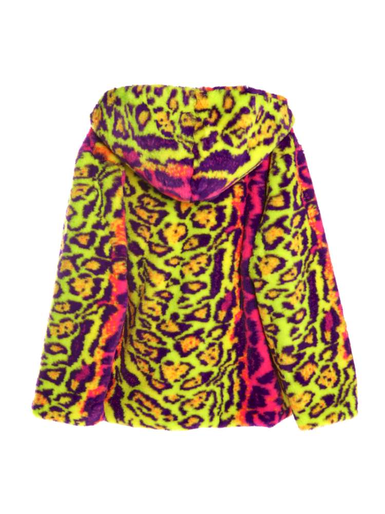 Fluorescent Neon Leopard Print Fur Hooded Jacket【s0000014912】