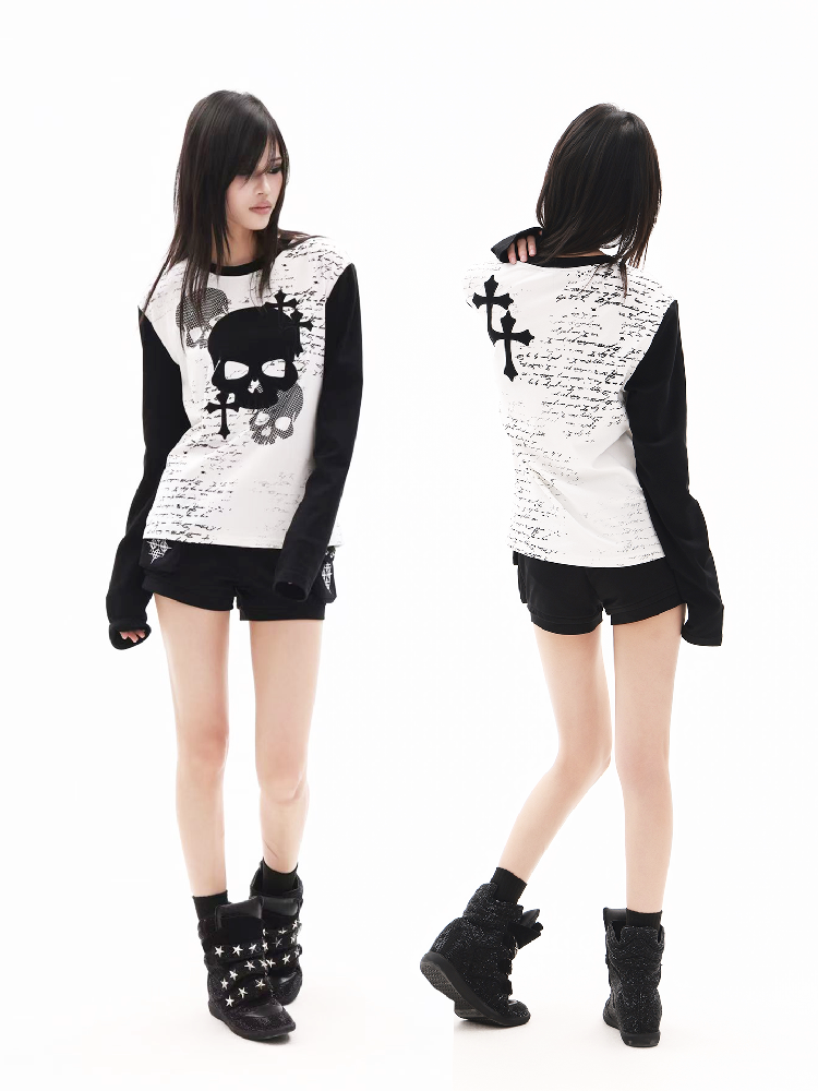 Patchwork Appliqué Long T-Shirt【s0000018321】
