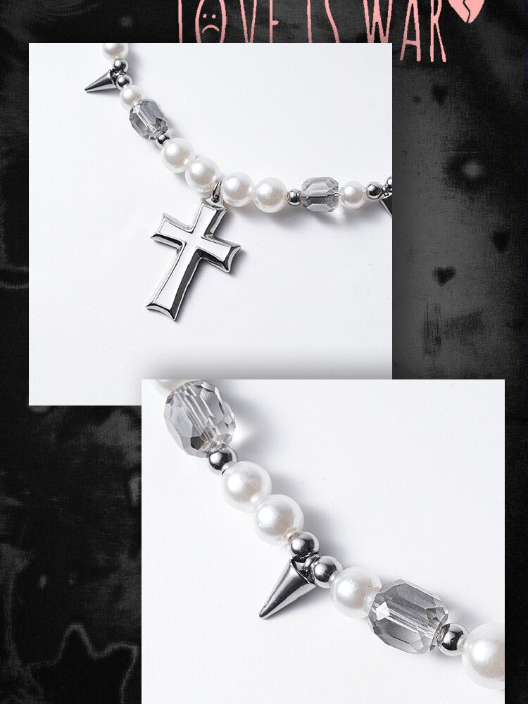 Rivet Cross Pearl Heavy Necklace【s0000018978】