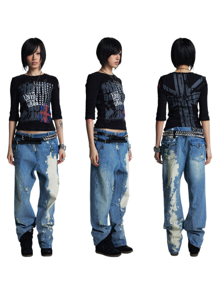Low Rise Distressed Denim Trousers【s0000017002】