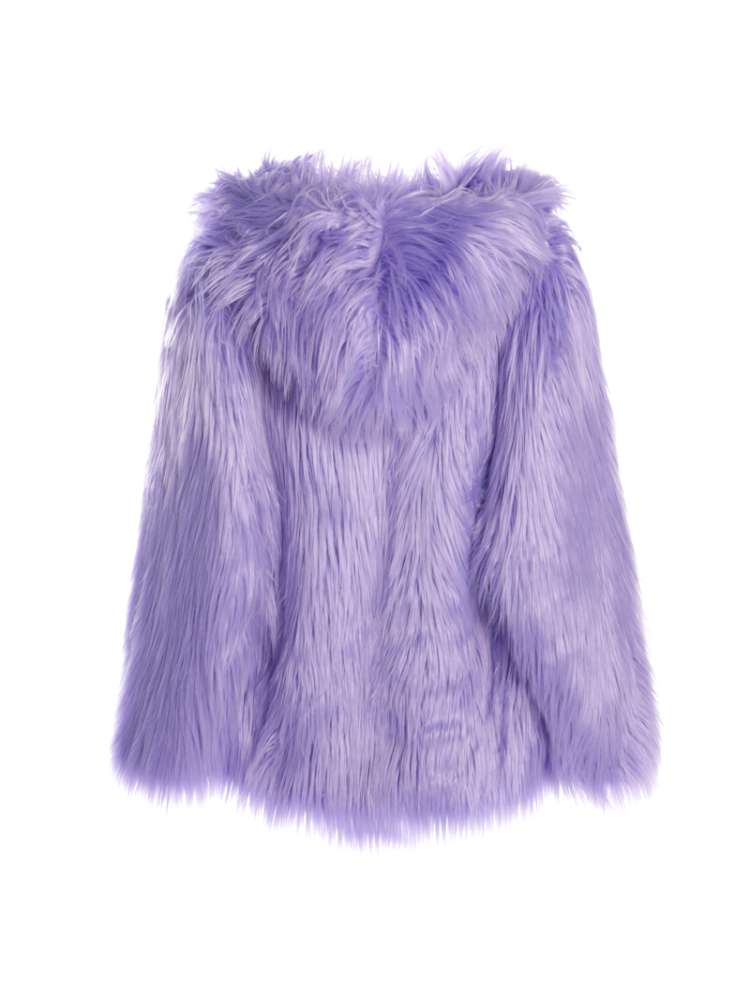 White Light Purple Fur Hooded Jacket【s0000014909】