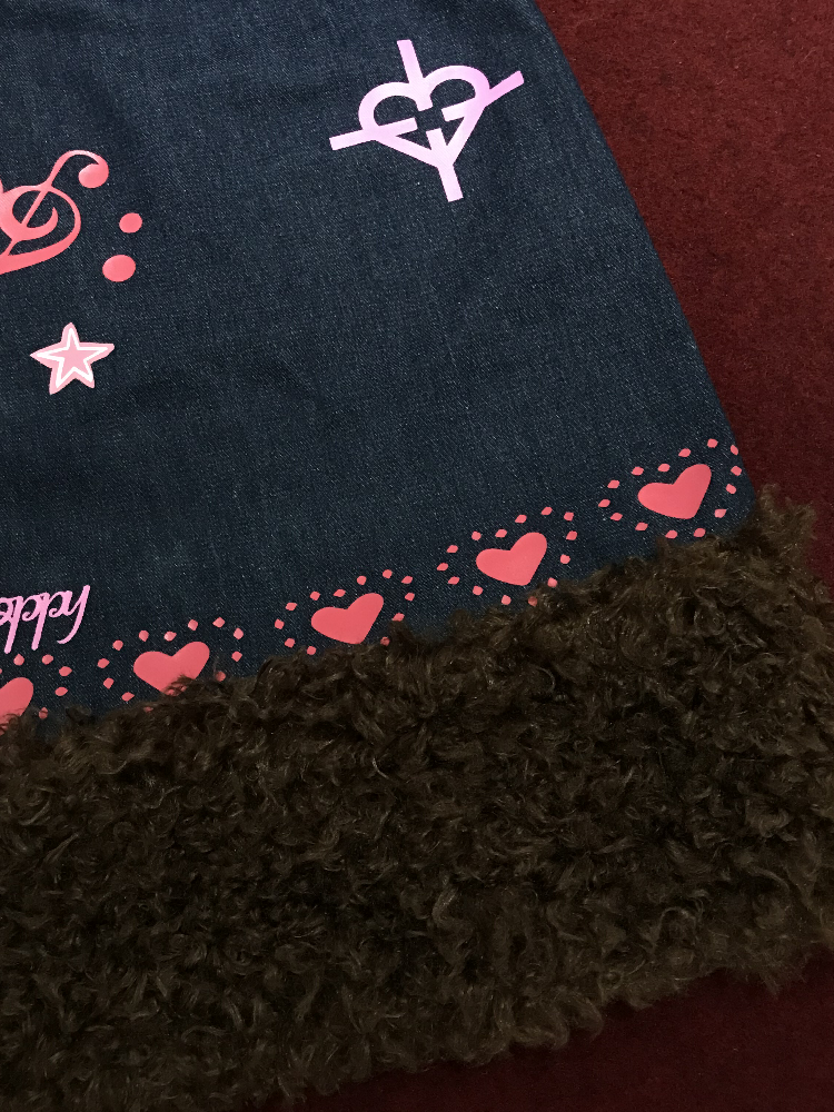 Heartbeat Print Denim Fleece Skirt【s0000018670】