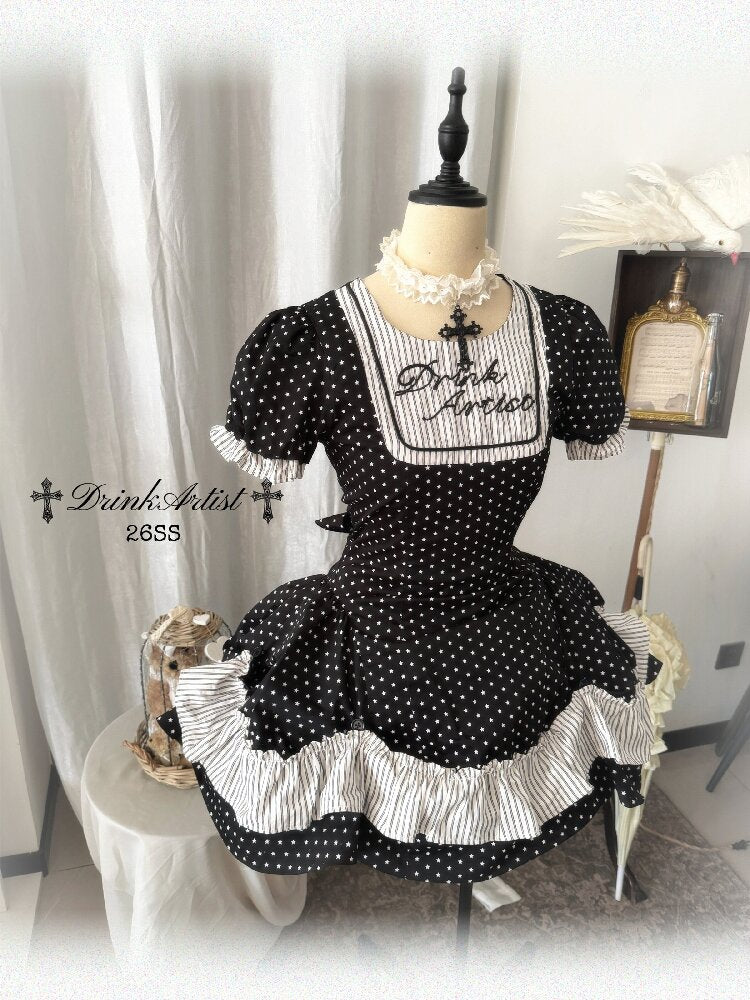 Puff Sleeve Star Polka Dot Dress【s0000016891】