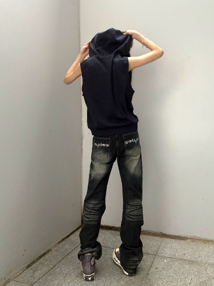 Yellow Washed Distressed Stacked Jeans【s0000018257】
