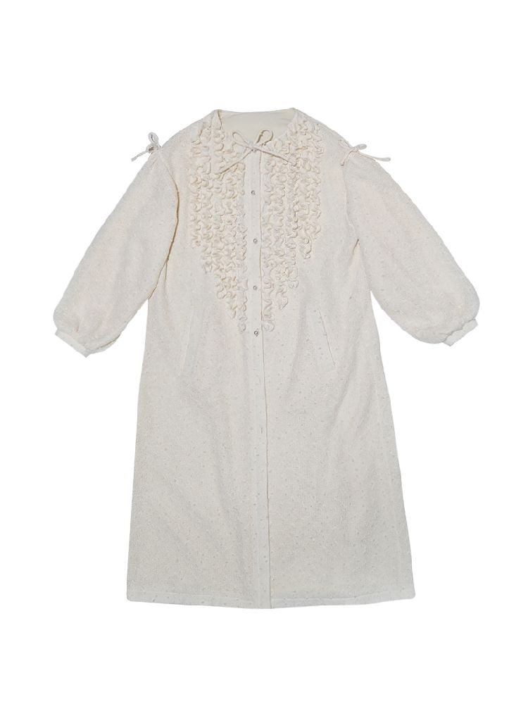 Wood Ear Trim Vintage Long Coat【s0000011337】