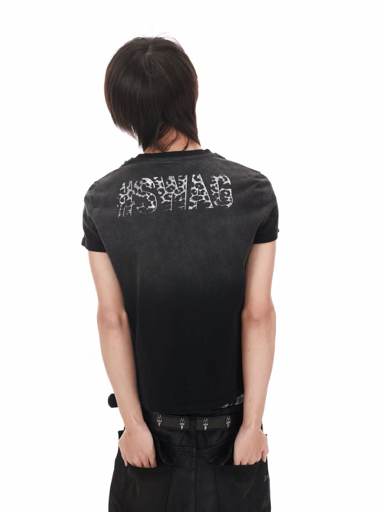 Washed Torn Digital Print Crew Tee【s0000018220】