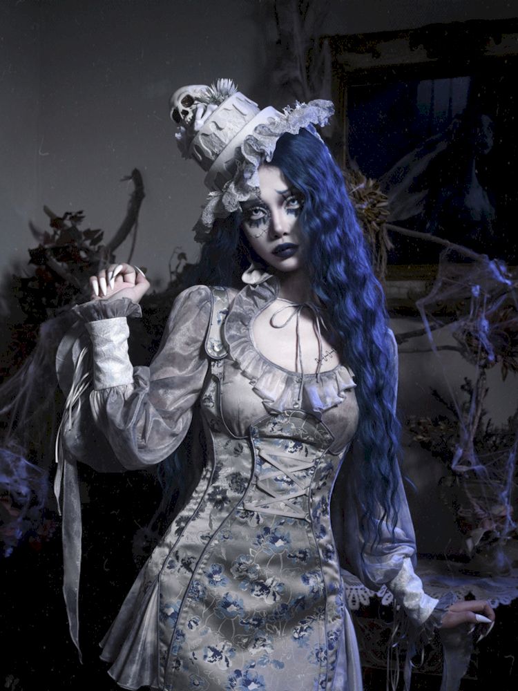 gothic victorian dress short Victorian Gothic Short Sleeved Maid Dress L