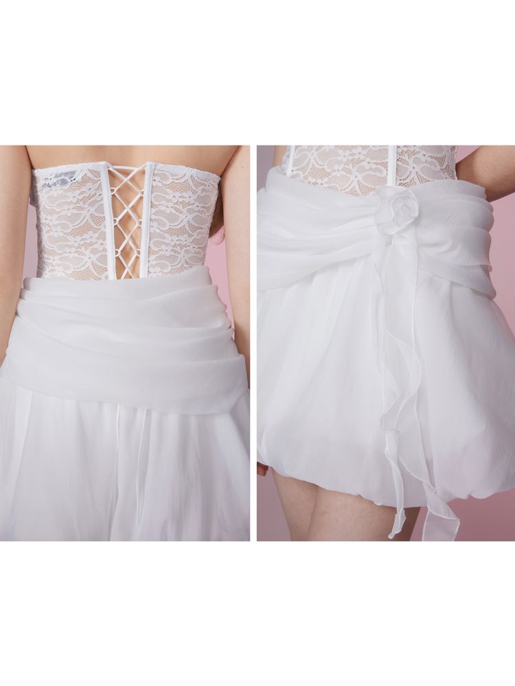 Lace Fishbone Waist Wrap Princess Puffy Mesh Dress【s0000007849】