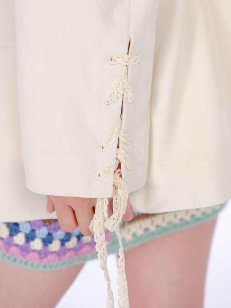 Lace Tie Long Sleeve Blazer【s0000008592】