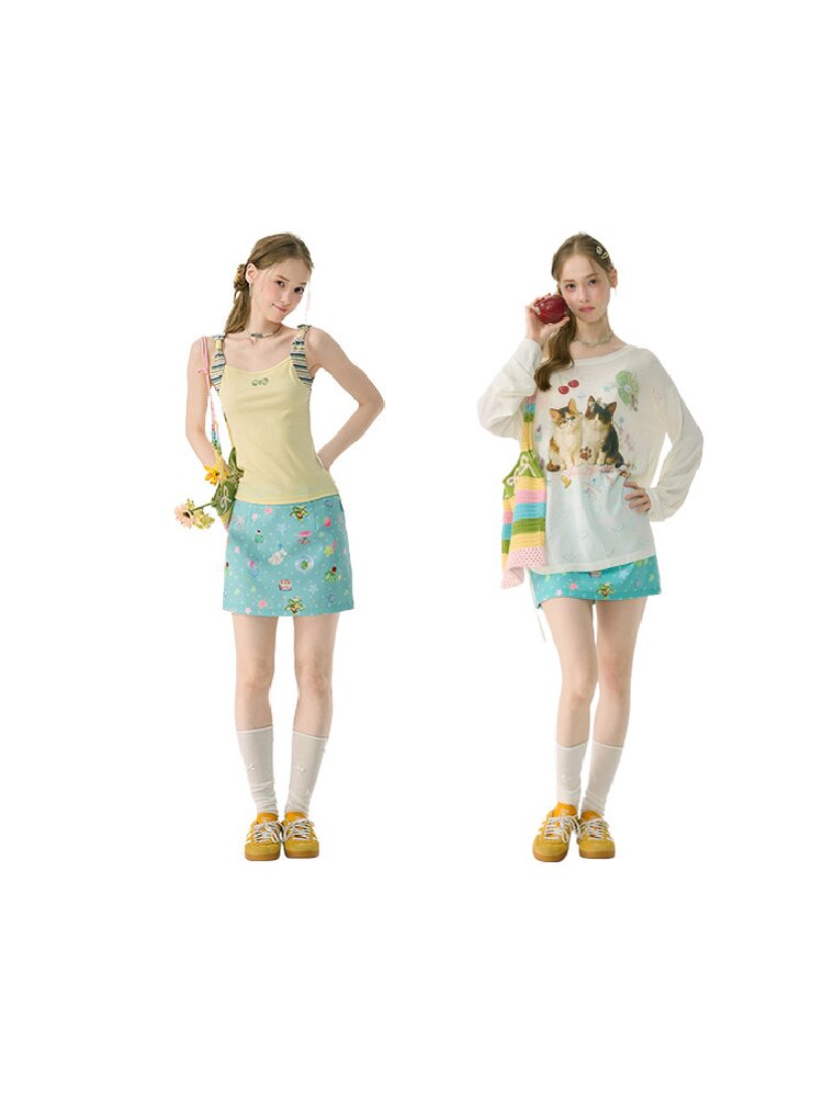 Summer Childlike Print Short Skirt【s0000017157】