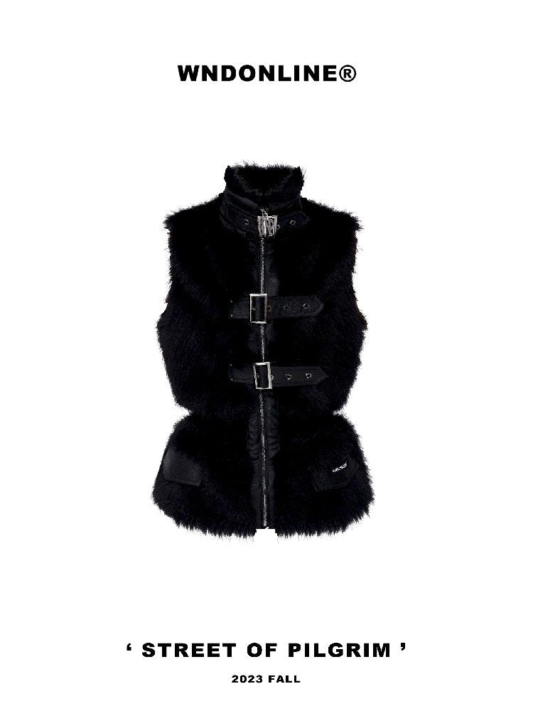Patchwork velvet fur vest【s0000004764】