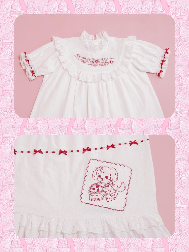 Embroidered Bow Lace Dress【s0000012015】