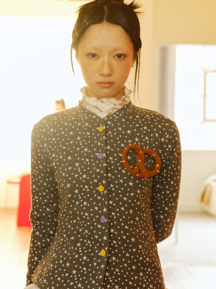 Starry Polka Dot Knit Cardigan Skirt Set【s0000018691】