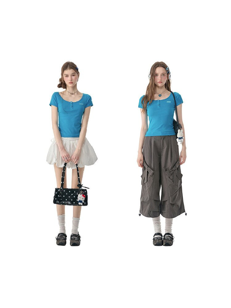 Blues Sweetheart U Neck Short T Shirt【s0000017258】