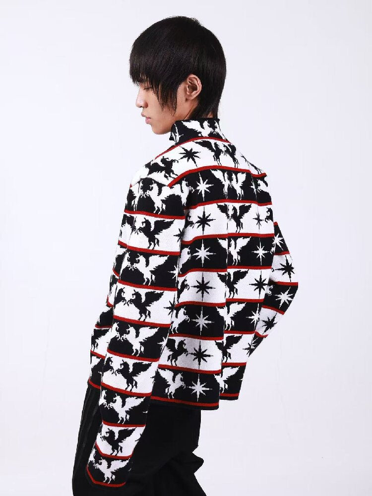 Stand Collar Knitted Cardigan Sweater【s0000018195】