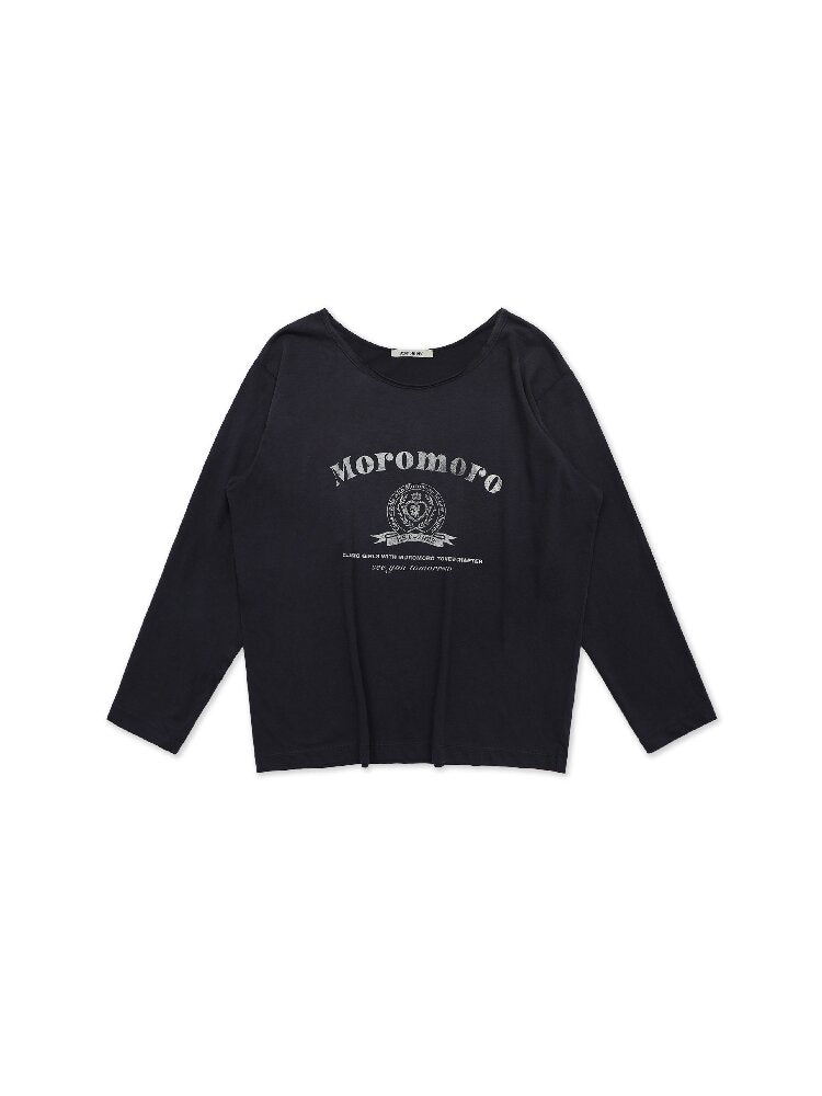 College Emblem Off Shoulder T Shirt【s0000017443】