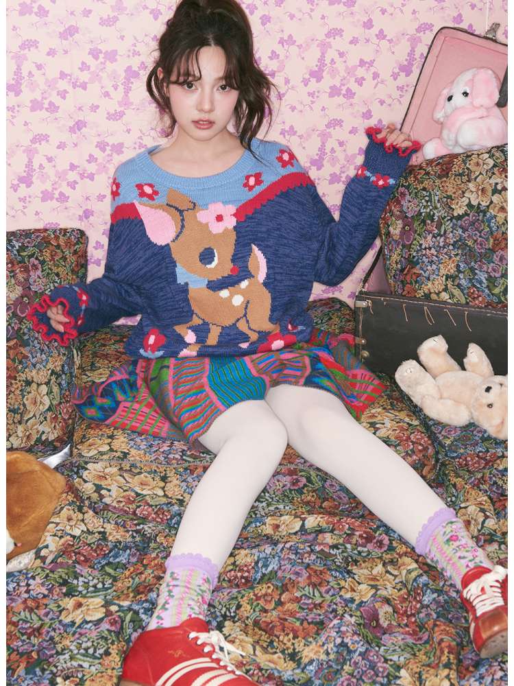 Color Knit Tassel Pleated Skirt【s0000015028】