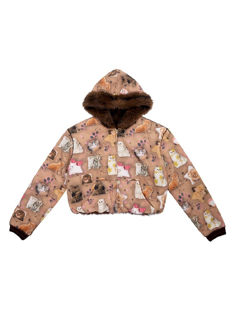 Cat print reversible sweater【s0000010503】