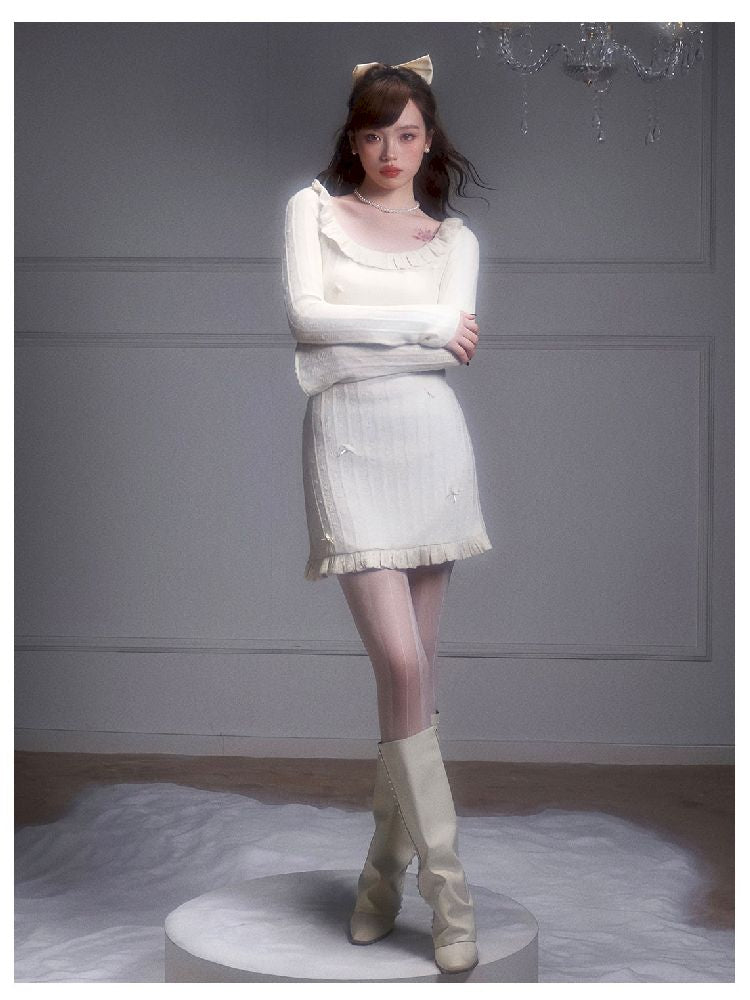 Warm thickened knitted skirt【s0000005340】