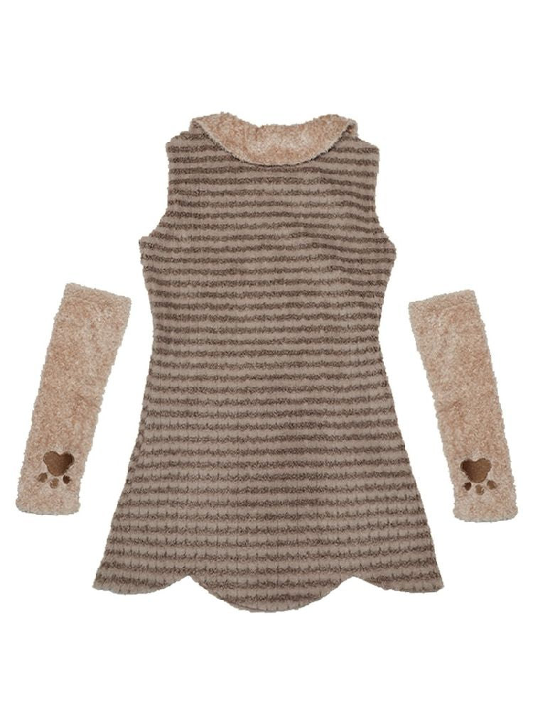 Striped Sleeveless Petal Dress Sleeves【s0000005736】