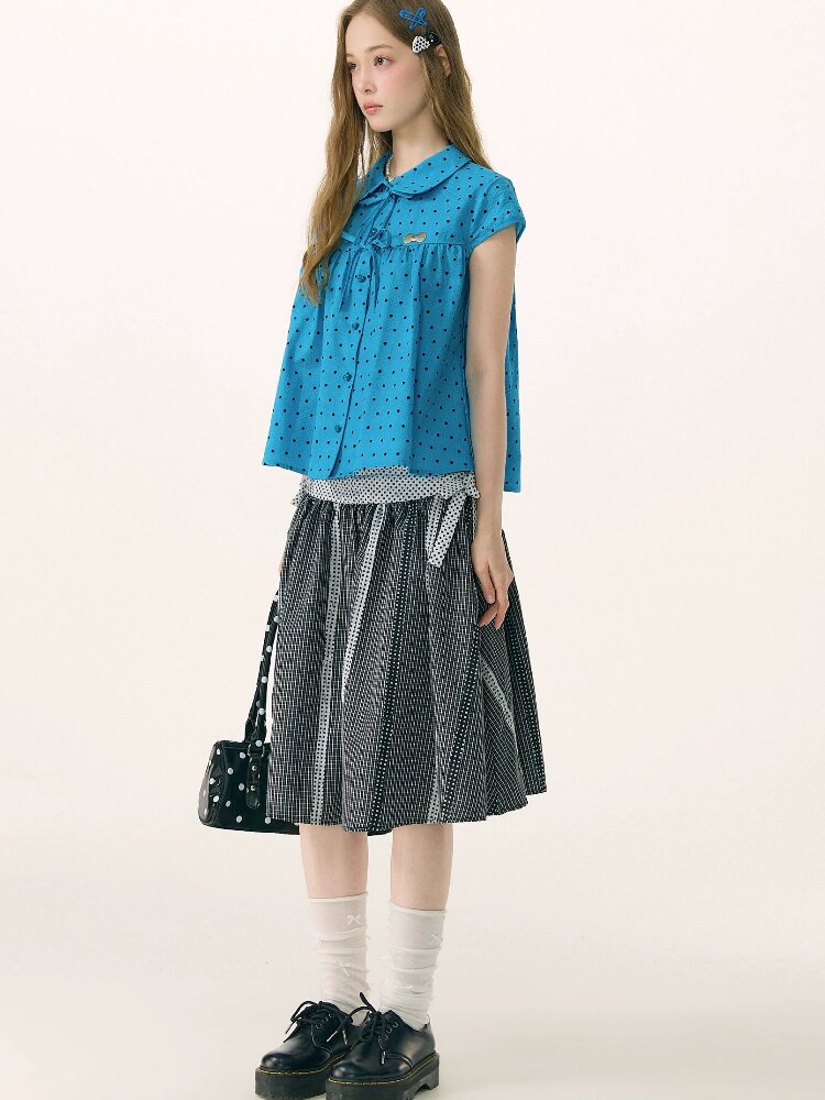 Doll Collar Bow Polka Dot Shirt【s0000016851】