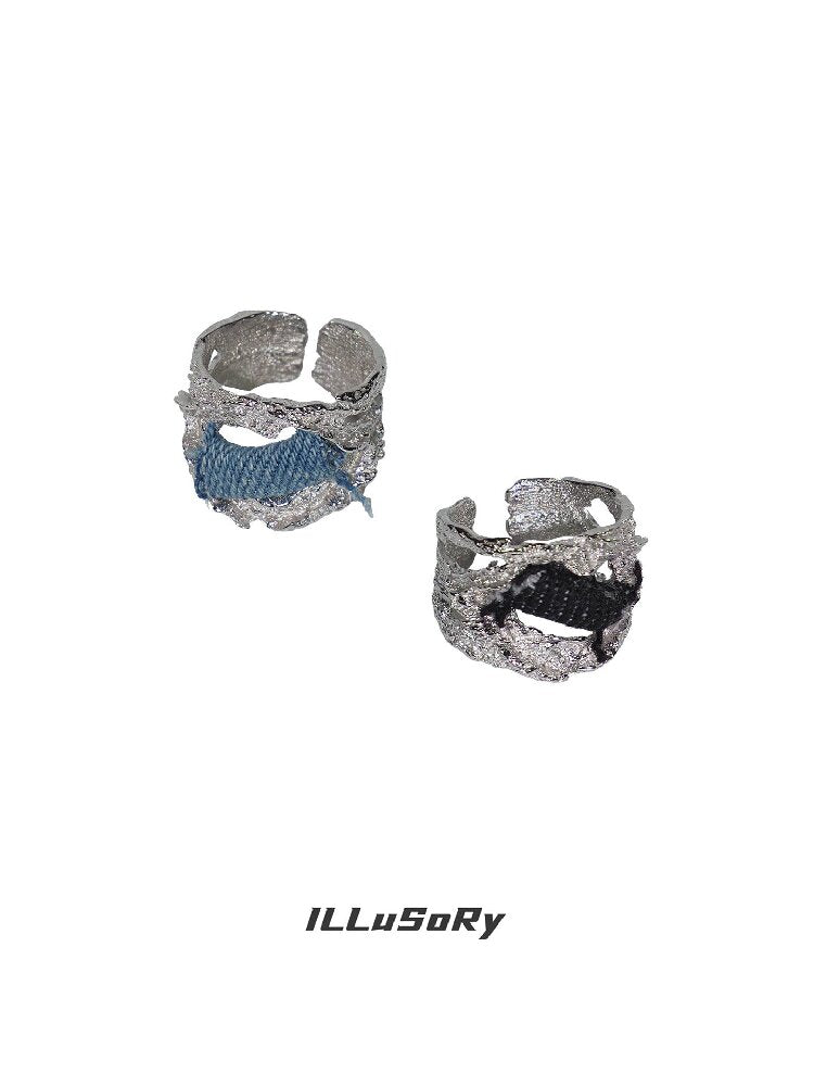 Futuristic Denim Silver Open Ring【s0000018816】
