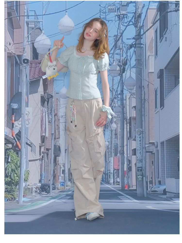 Bubble Sleeve Square Neck Blouse【s0000012263】