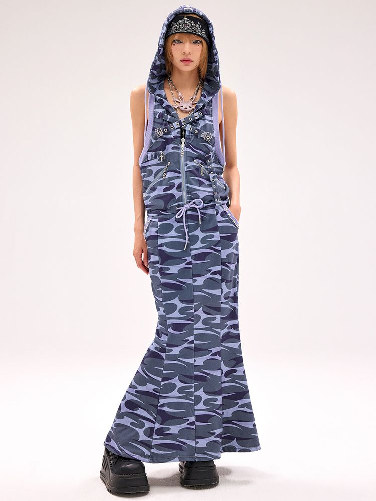 sachin and babi light blue dress Patchwork Military Dress Camouflage Dress TDK374  TEYXO