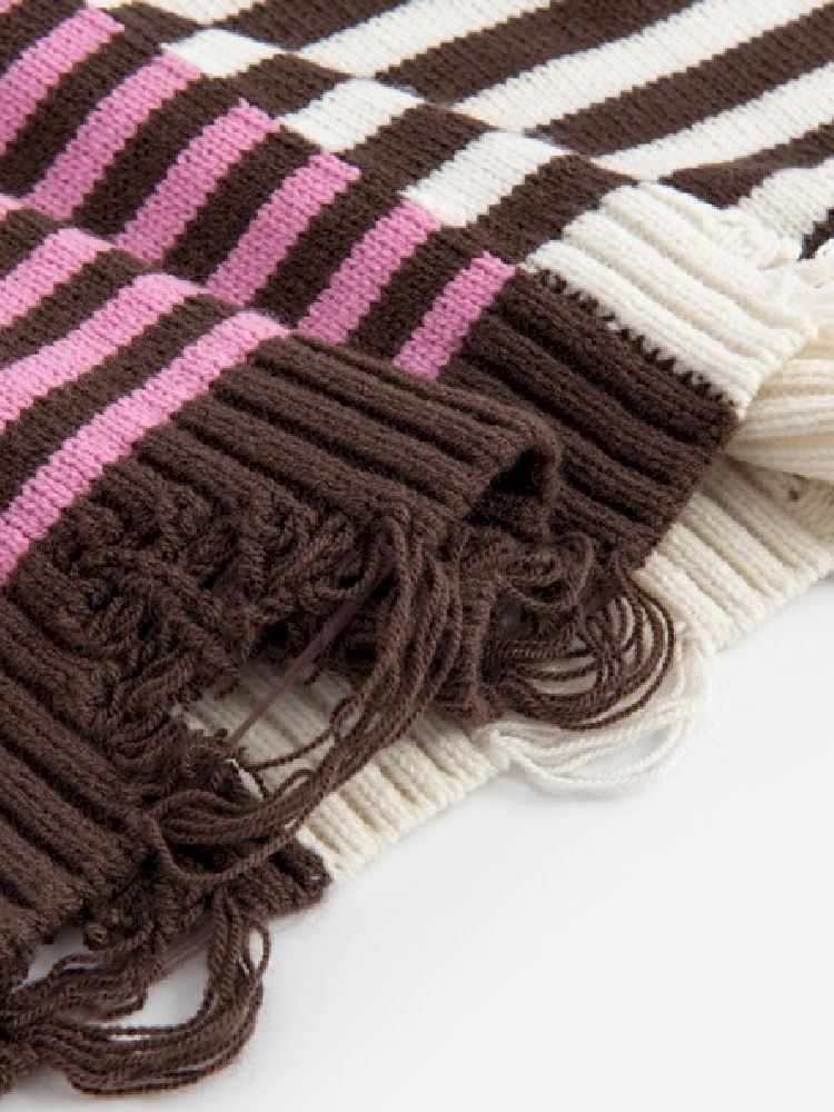 Color-Crossing Stripe Hole Breaking Knit Sweater【s0000005398】