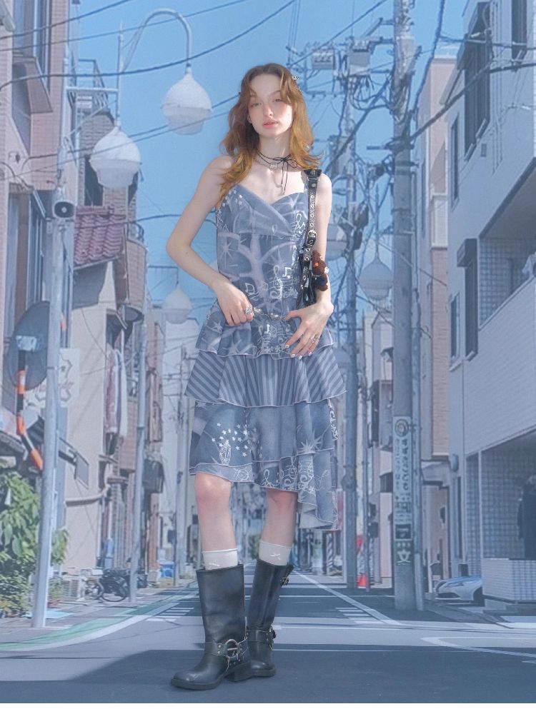 Pleated Cake Hem Halter Dress【s0000012259】