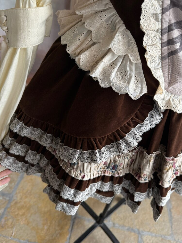 Velvet Flower Lace Cake Skirt【s0000015615】