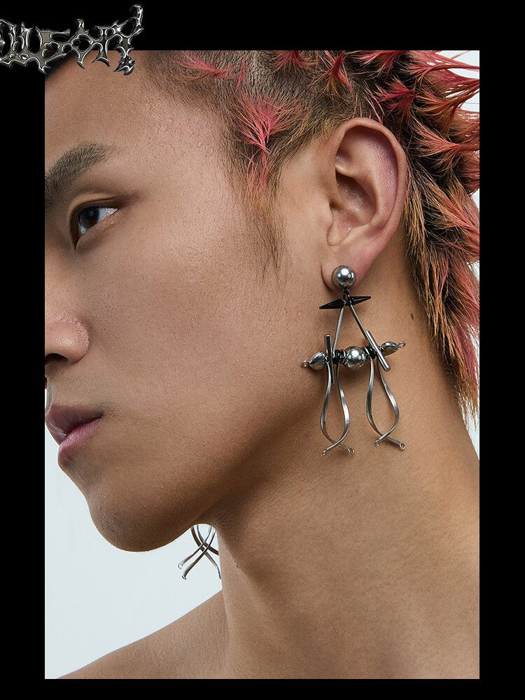 Punk Futuristic Hazard Earrings【s0000018884】