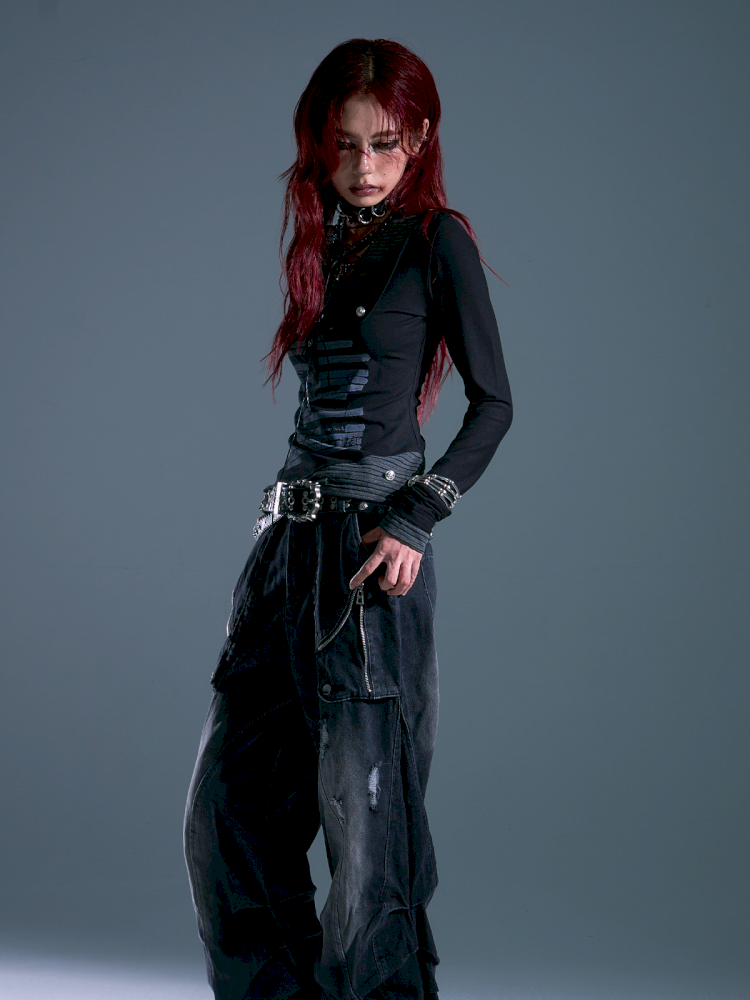 Lace-Up Slim-Fit Long-Sleeve Knit Base【s0000013911】