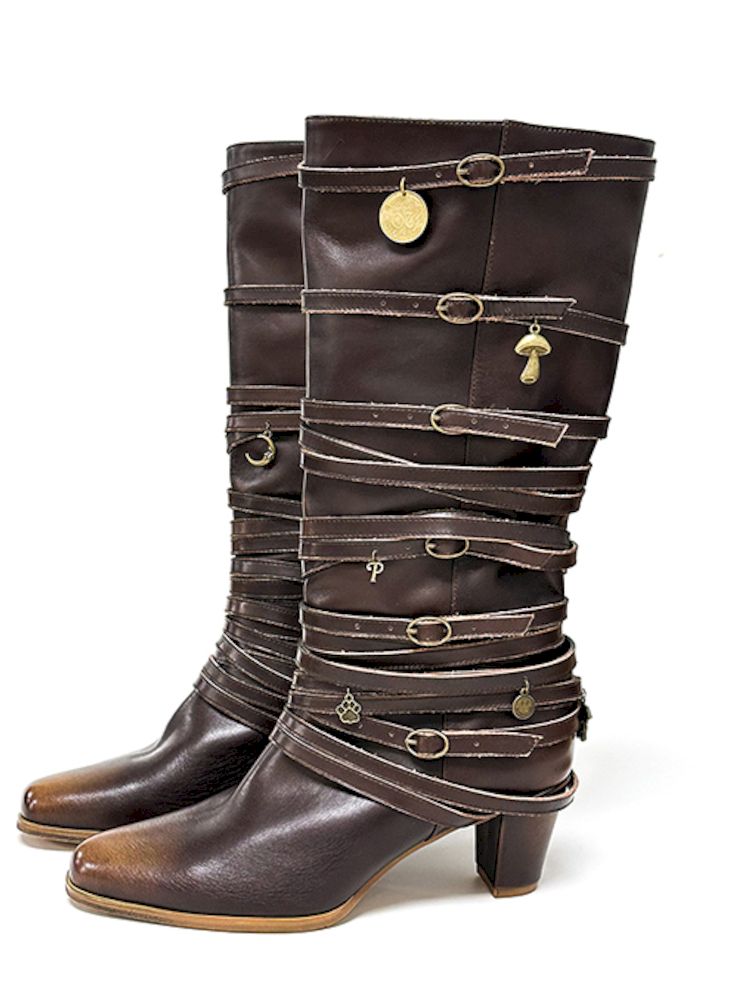 Scuffed Leather Stacked Lace Up Boots【s0000006650】